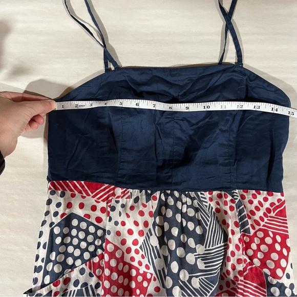 Odille Blue and Red Cotton Polka Dot Patterned Dress - Picture 11 of 13